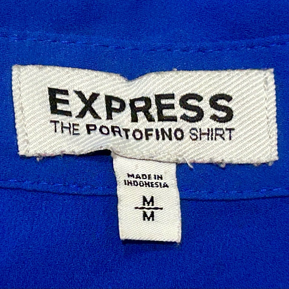 Express Royal Blue Sleeveless Portofino Shirt, Size M - Picture 4 of 5